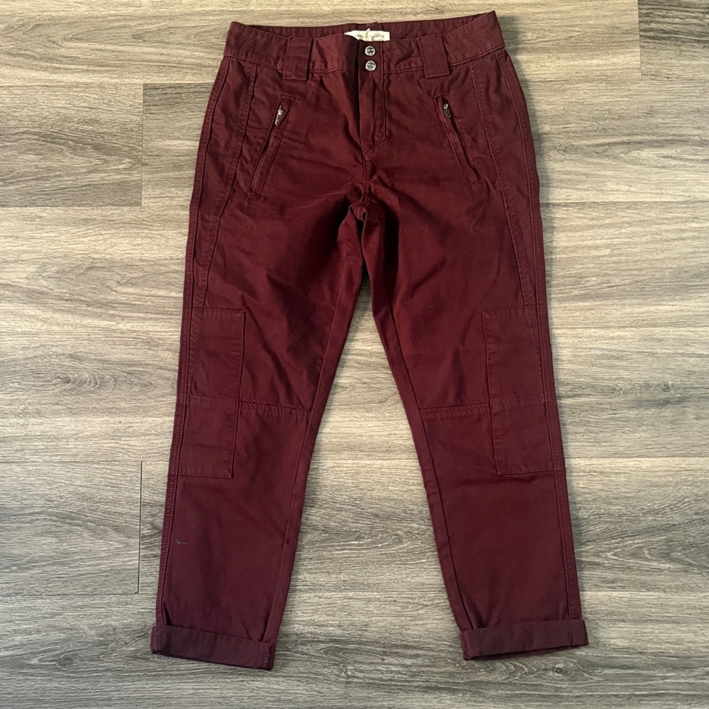 Current/Elliott Deep Red Pants Size 26 Women’s Zip Pocket Cropped The Encode